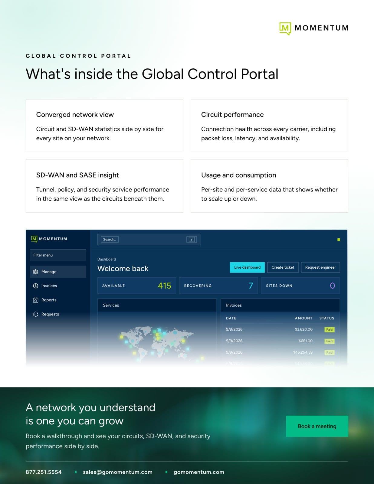 Page two of the Global Control Portal datasheet