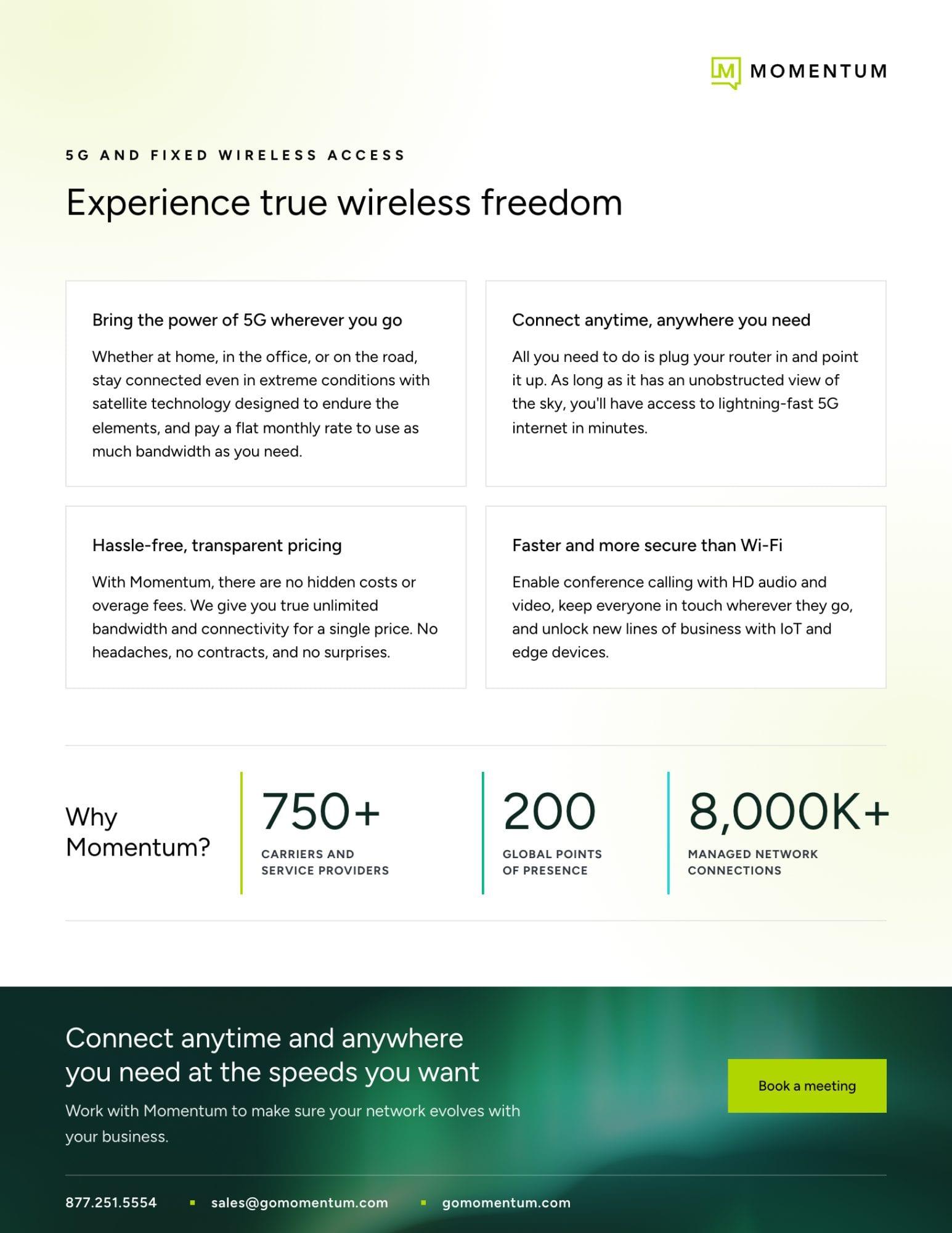 Page two of the 5G and Fixed Wireless Access datasheet