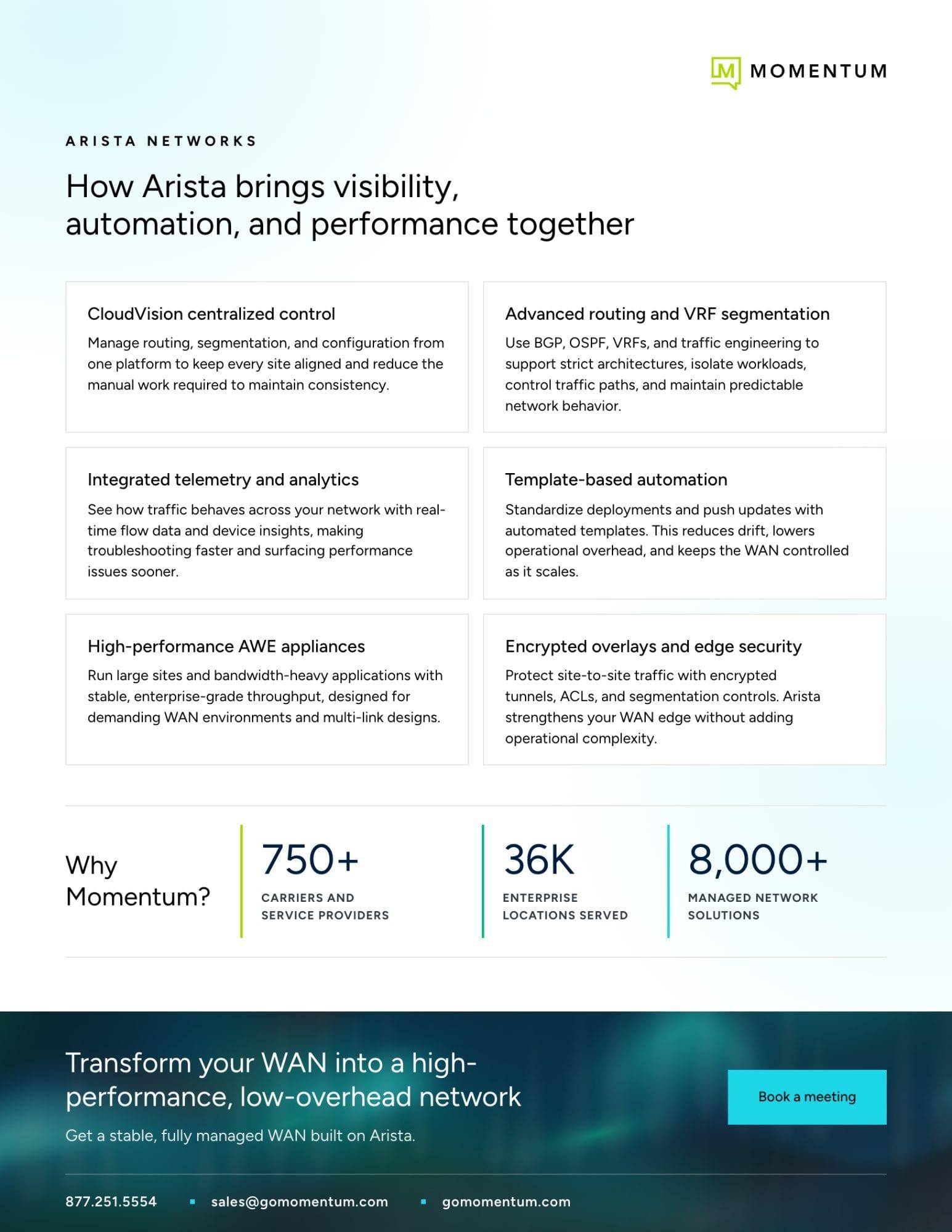 Page two of the Arista Networks datasheet