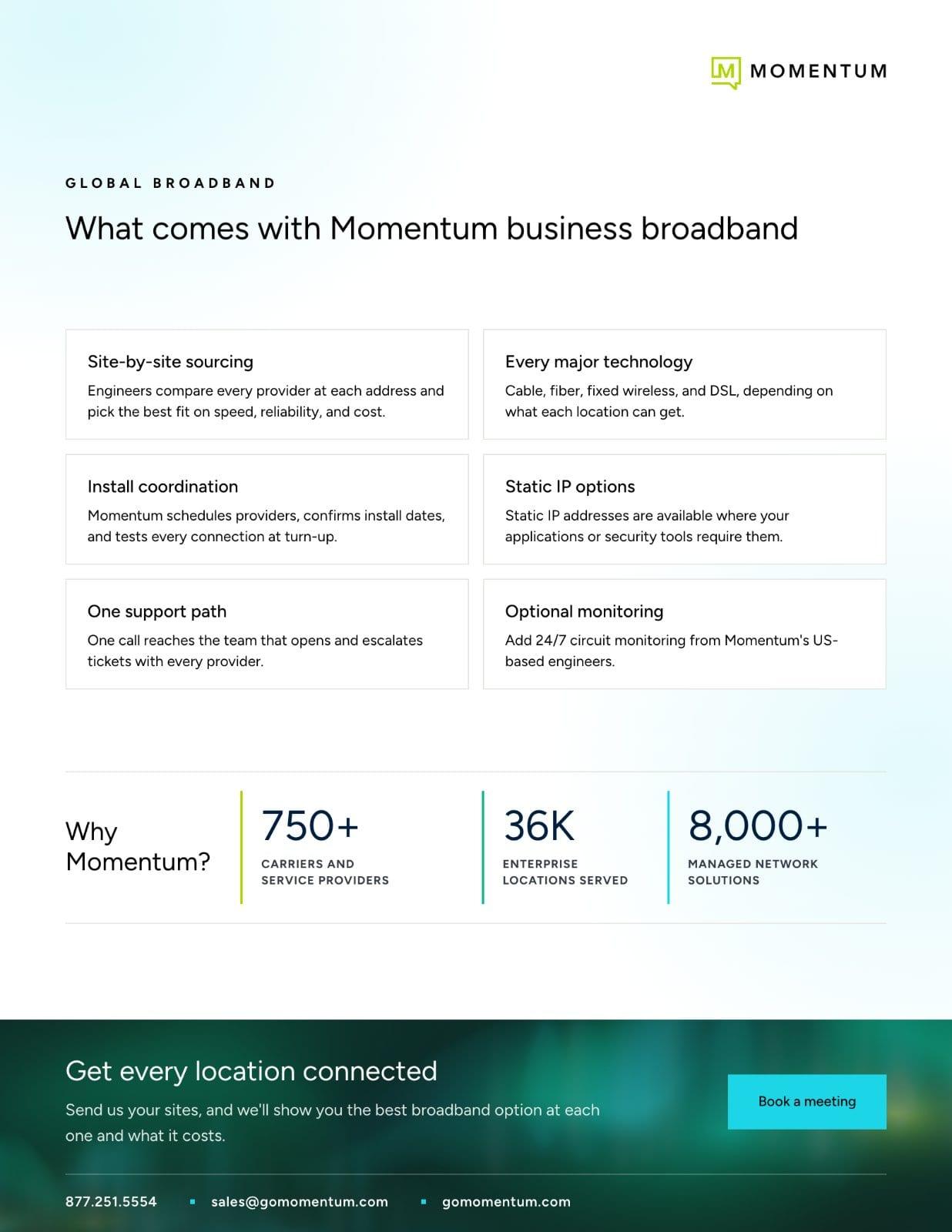 Page two of the Global Broadband datasheet