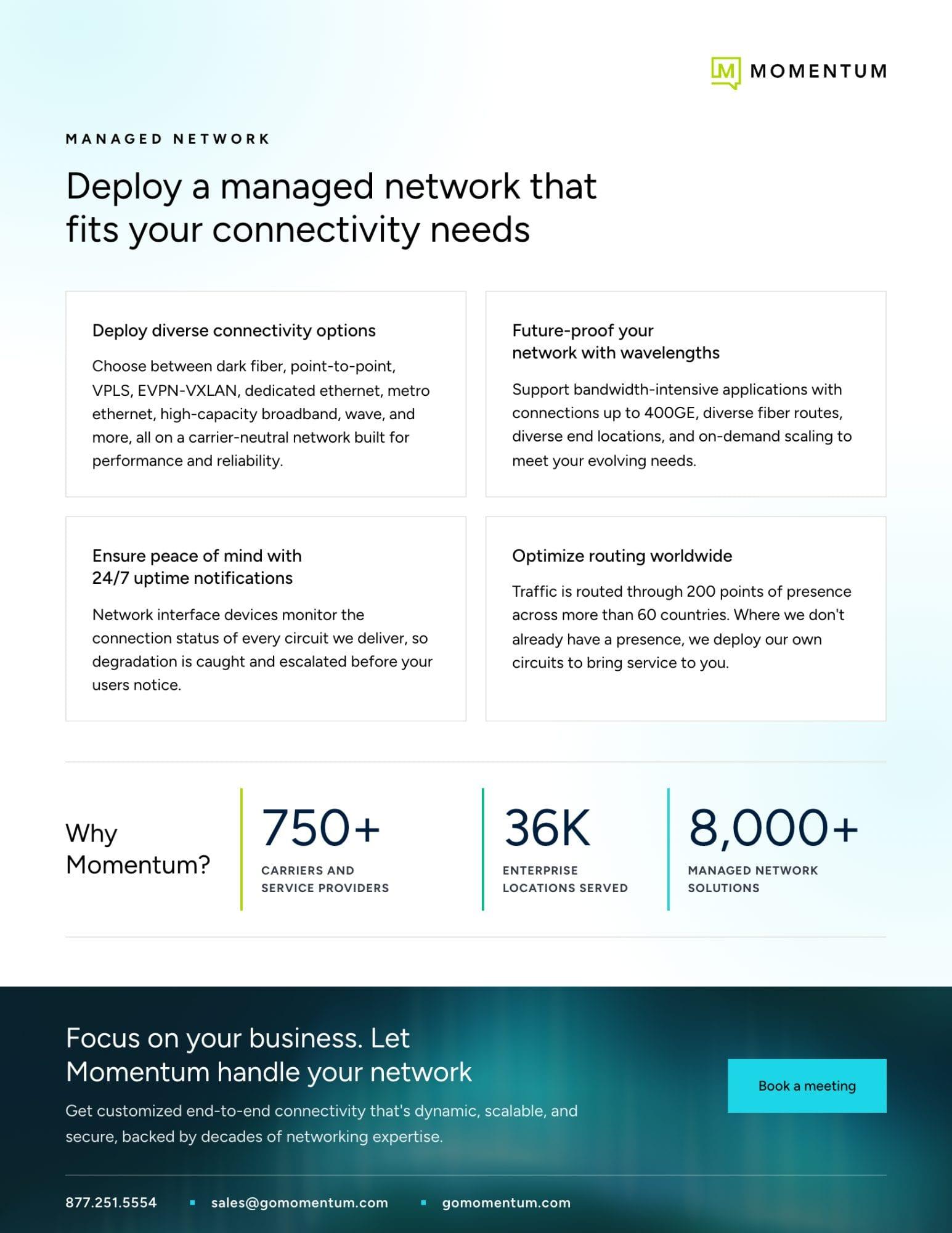 Page two of the Managed Network datasheet